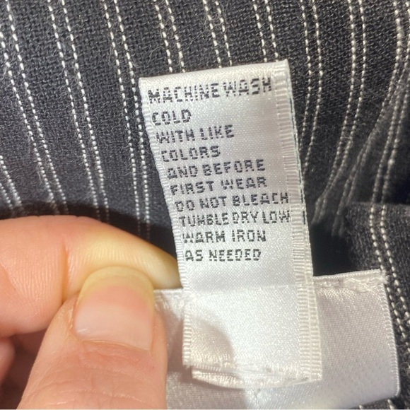 Chico's Design Pull On Striped Pants Womens 2 Black Gray Cropped Wide Leg Career - Picture 11 of 14